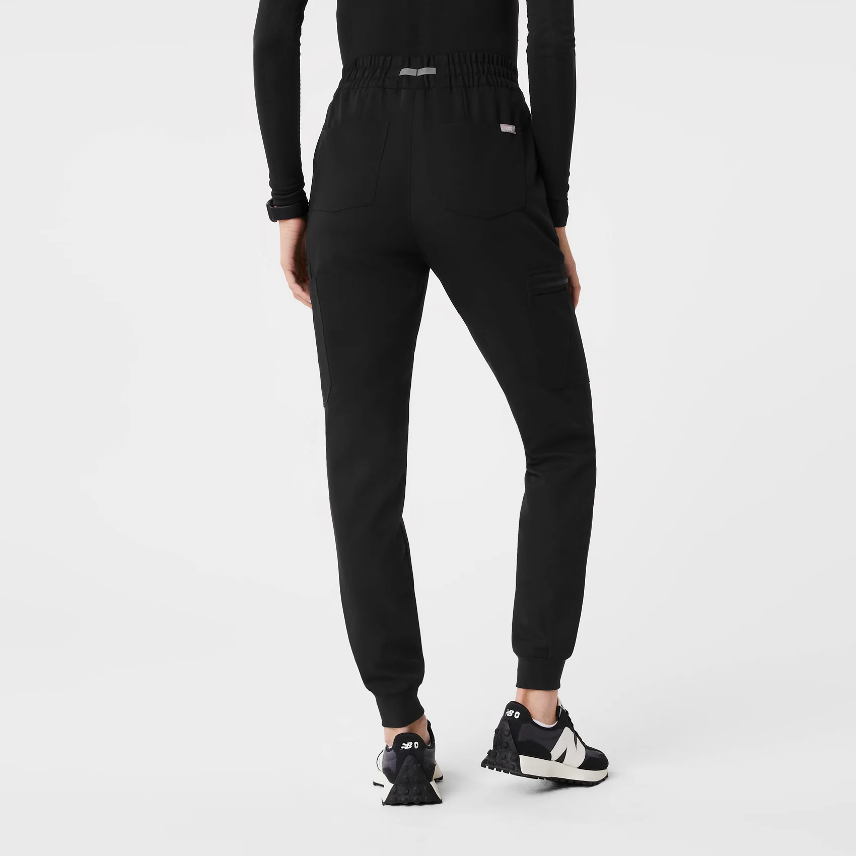 women's Black High Waisted Uman Relaxed - Jogger Scrub Pants - Image 4