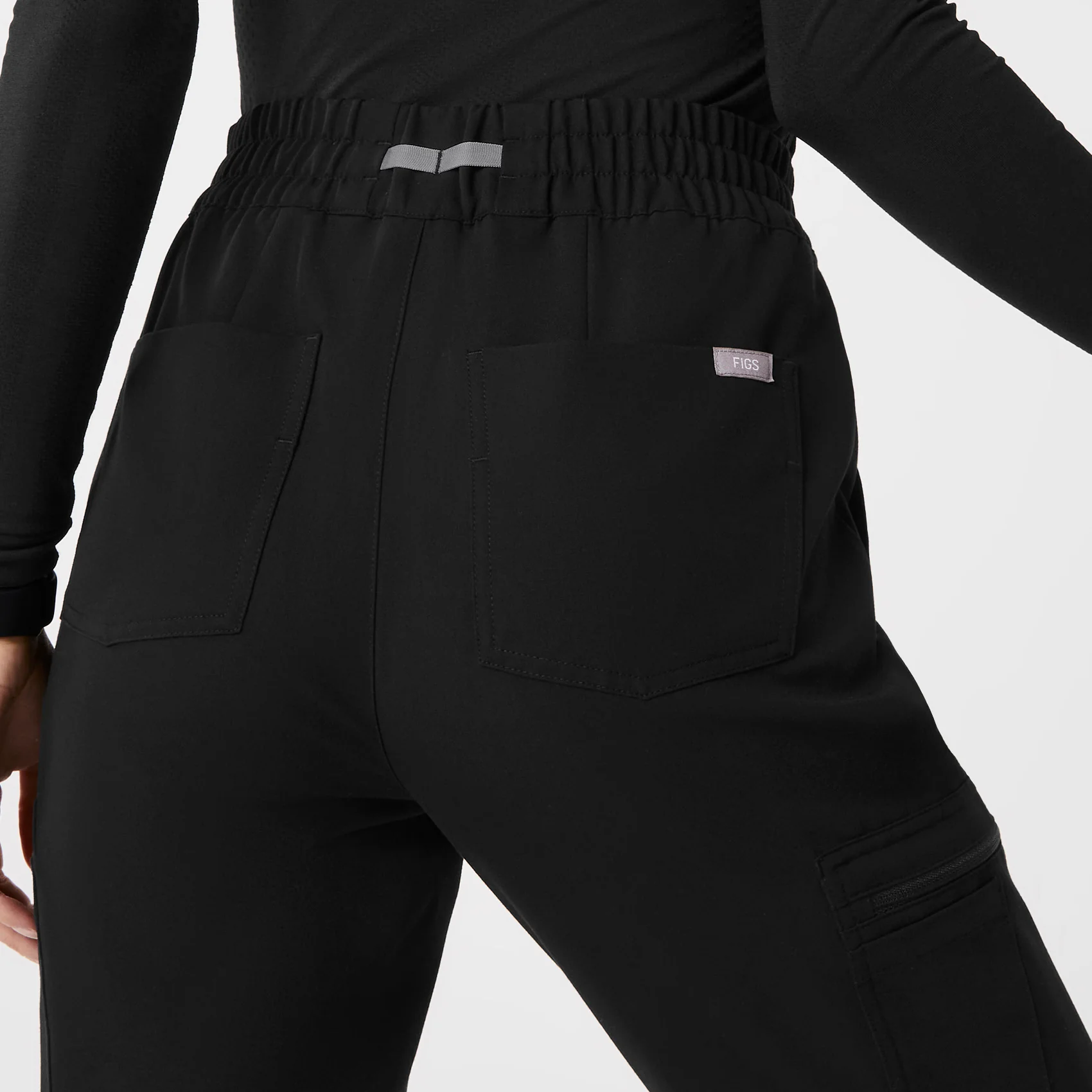 women's Black High Waisted Uman Relaxed - Jogger Scrub Pants - Image 5
