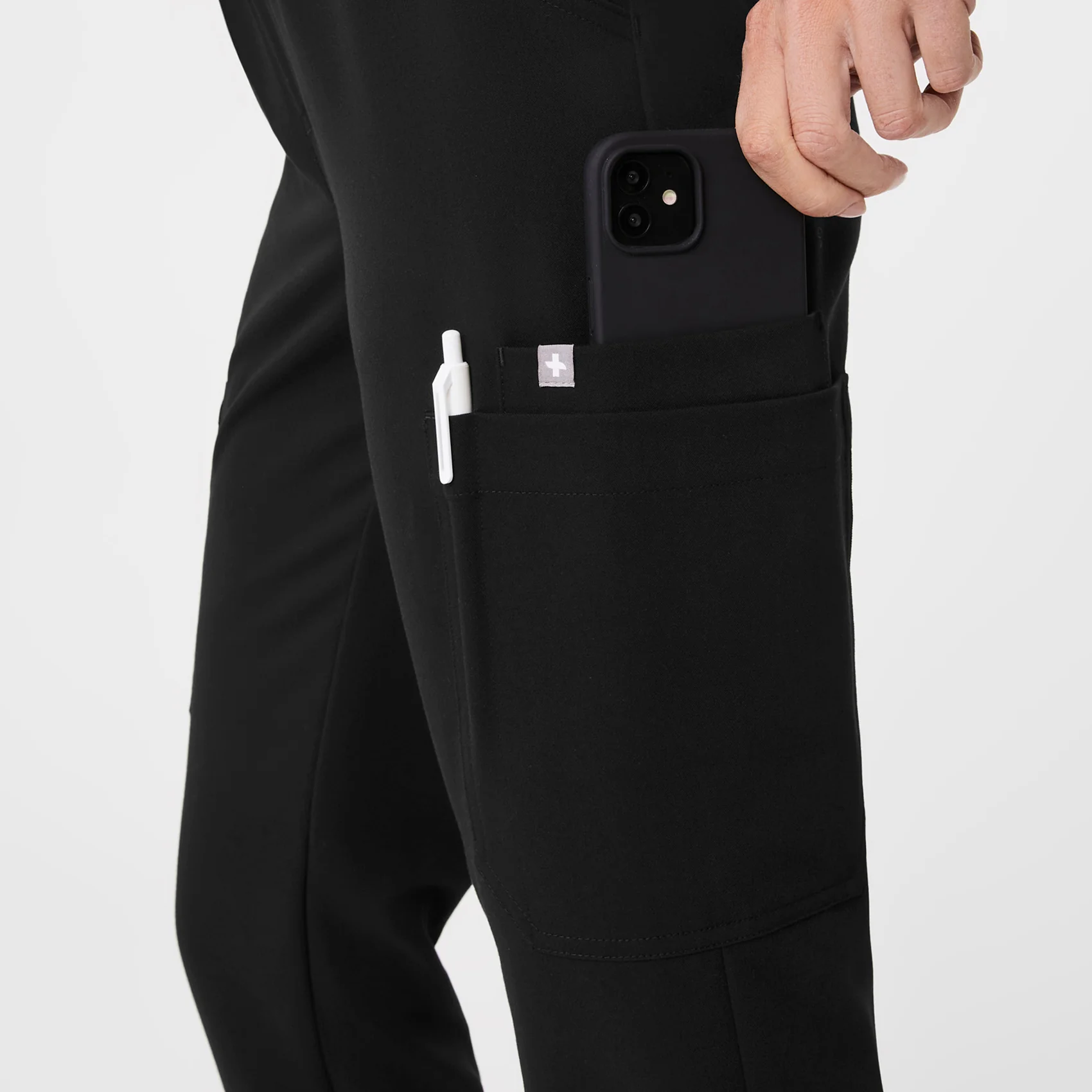 women's Black High Waisted Uman Relaxed - Jogger Scrub Pants - Image 7