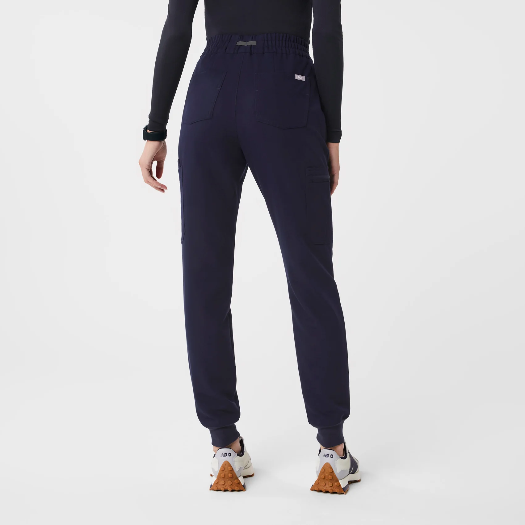 women's Navy High Waisted Uman Relaxed - Jogger Scrub Pants - Image 4