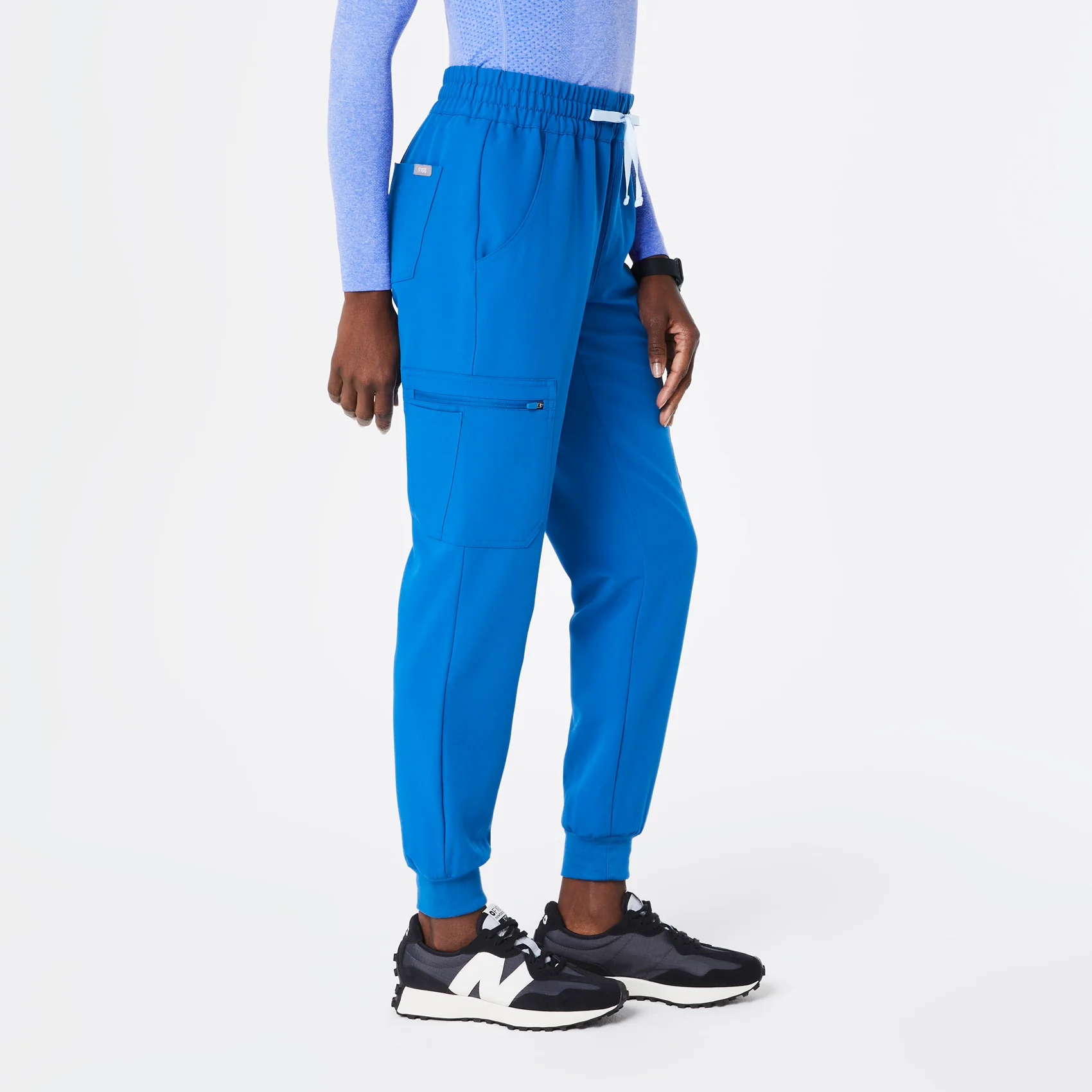 women's Royal Blue High Waisted Uman Relaxed - Jogger Scrub Pants - Image 3