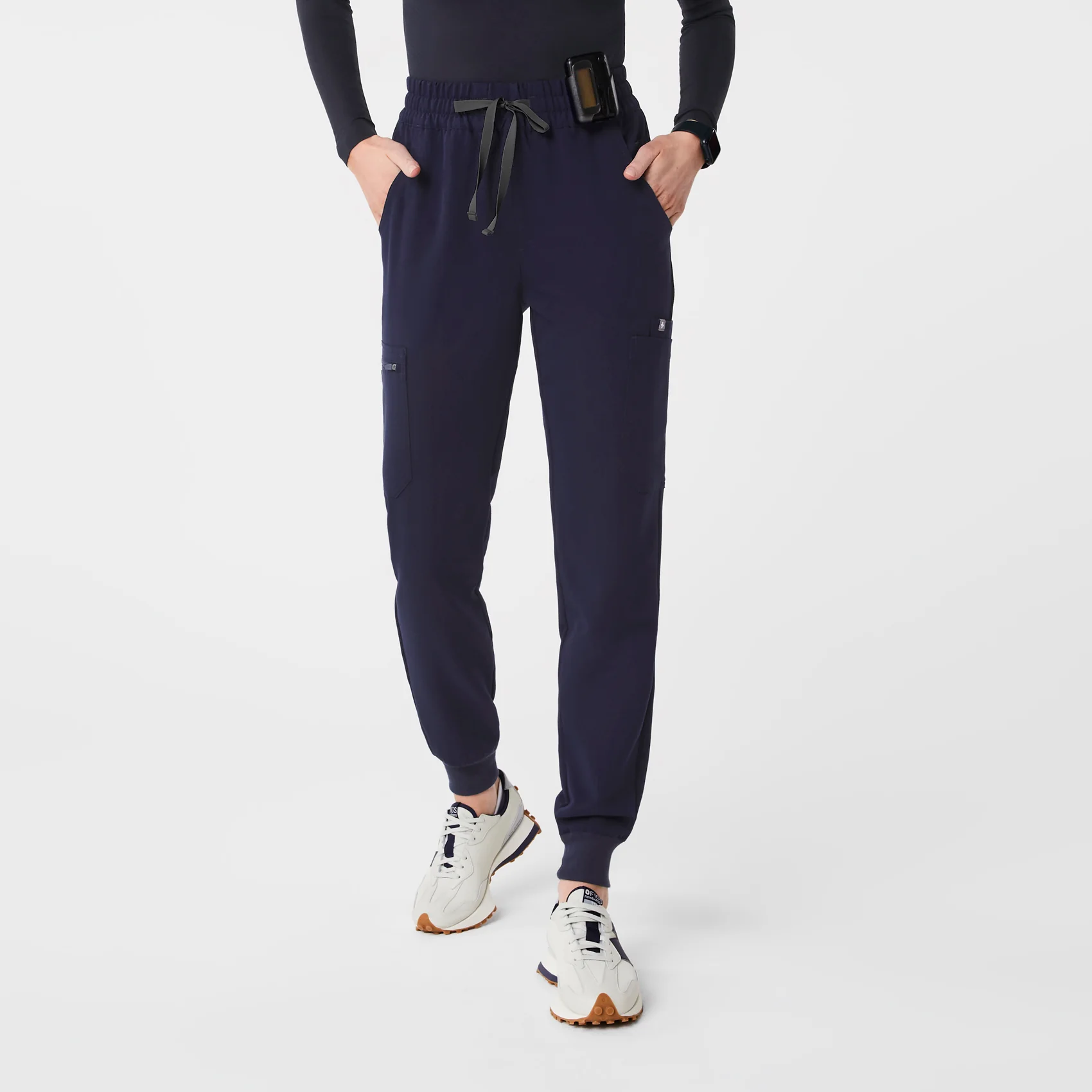 women's Navy High Waisted Uman Relaxed - Petite Jogger Scrub Pants