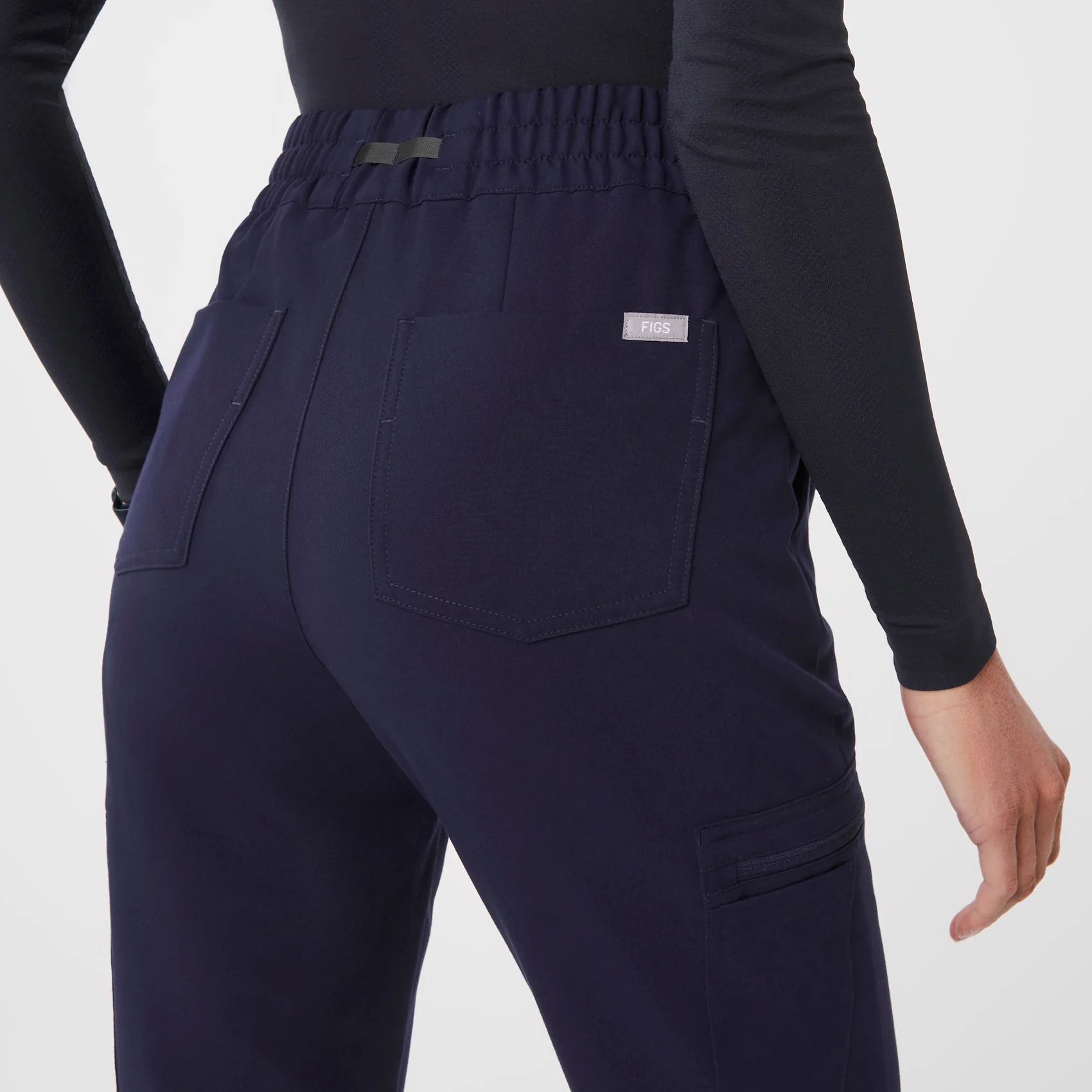 women's Navy High Waisted Uman Relaxed - Petite Jogger Scrub Pants - Image 5