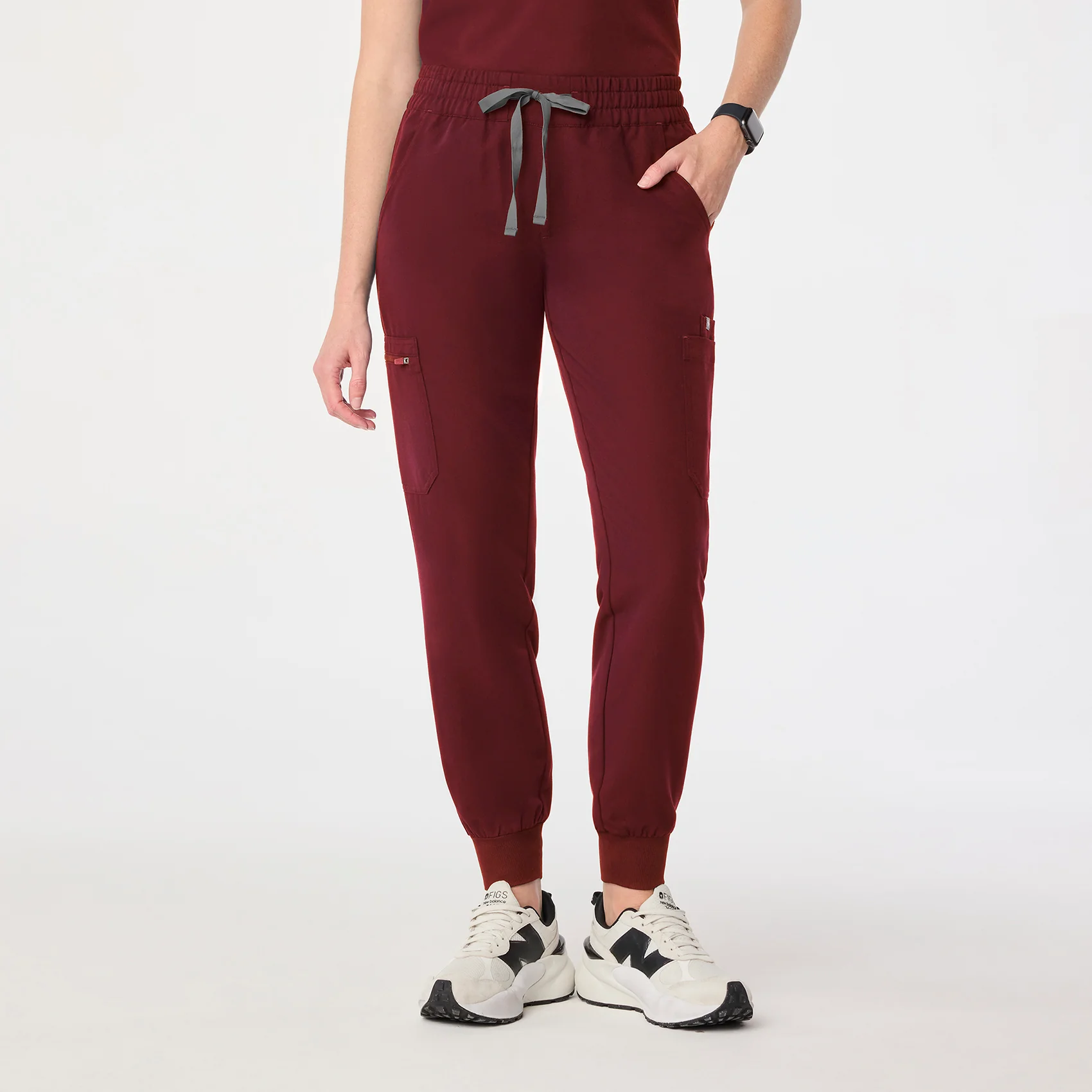 women's Burgundy Uman Relaxed - Tall Jogger Scrub Pant