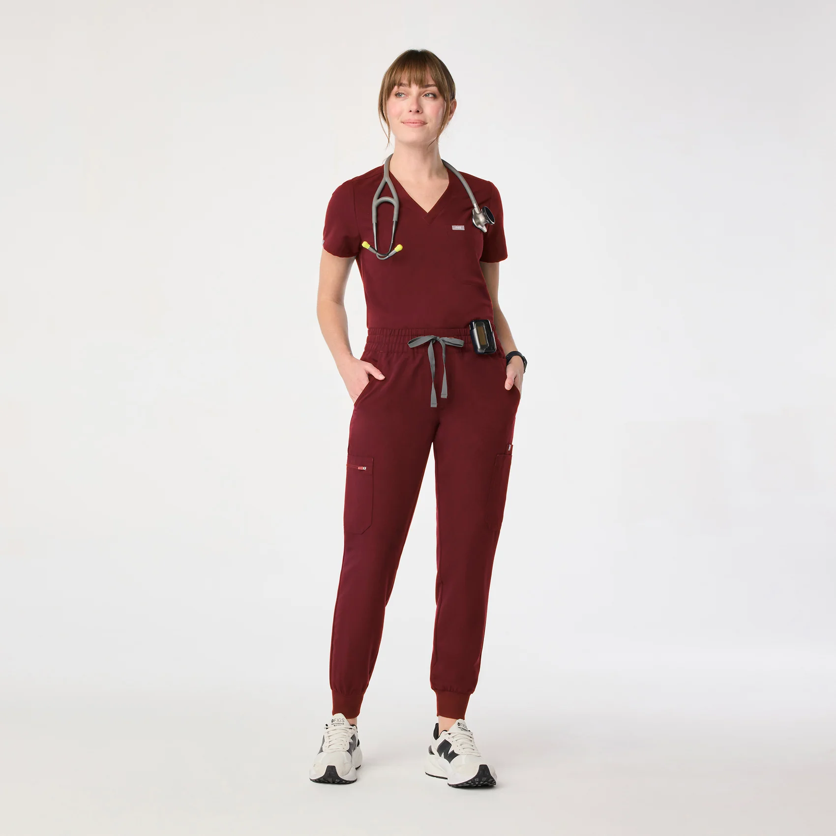 women's Burgundy Uman Relaxed - Tall Jogger Scrub Pant - Image 2