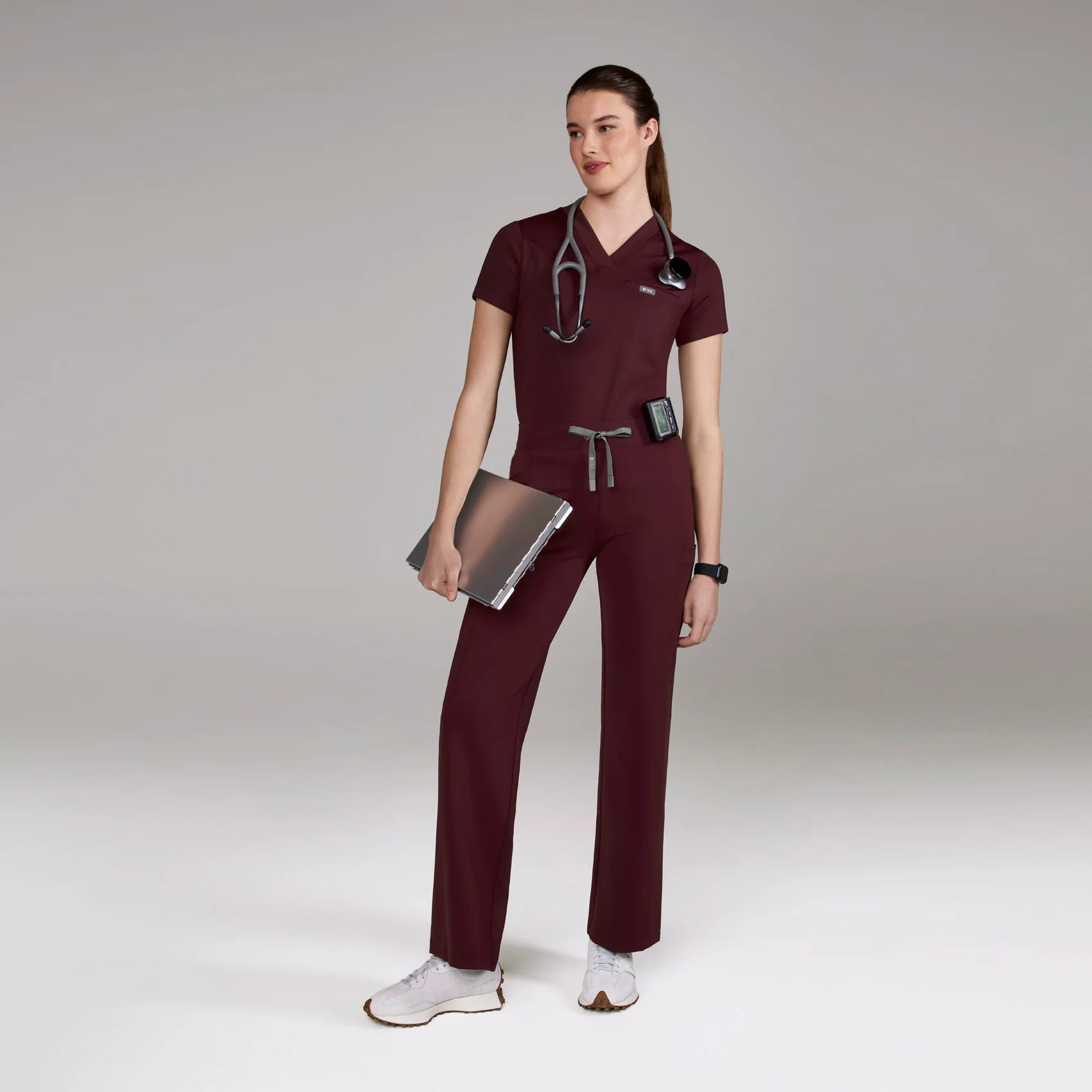 women's Burgundy Valle FORMx Straight Leg - Petite Scrub Pant - Image 2