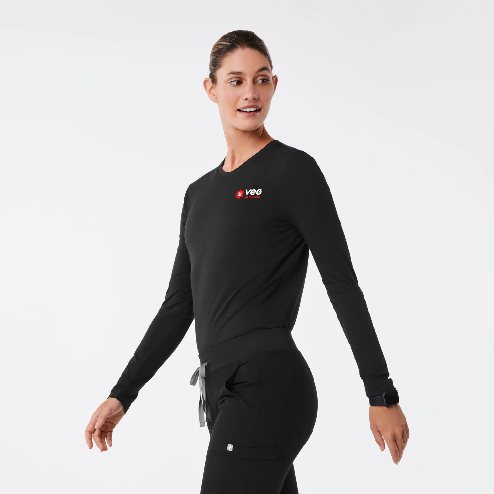 women's Black VEG Supersoft - Longsleeve Underscrub - Image 3