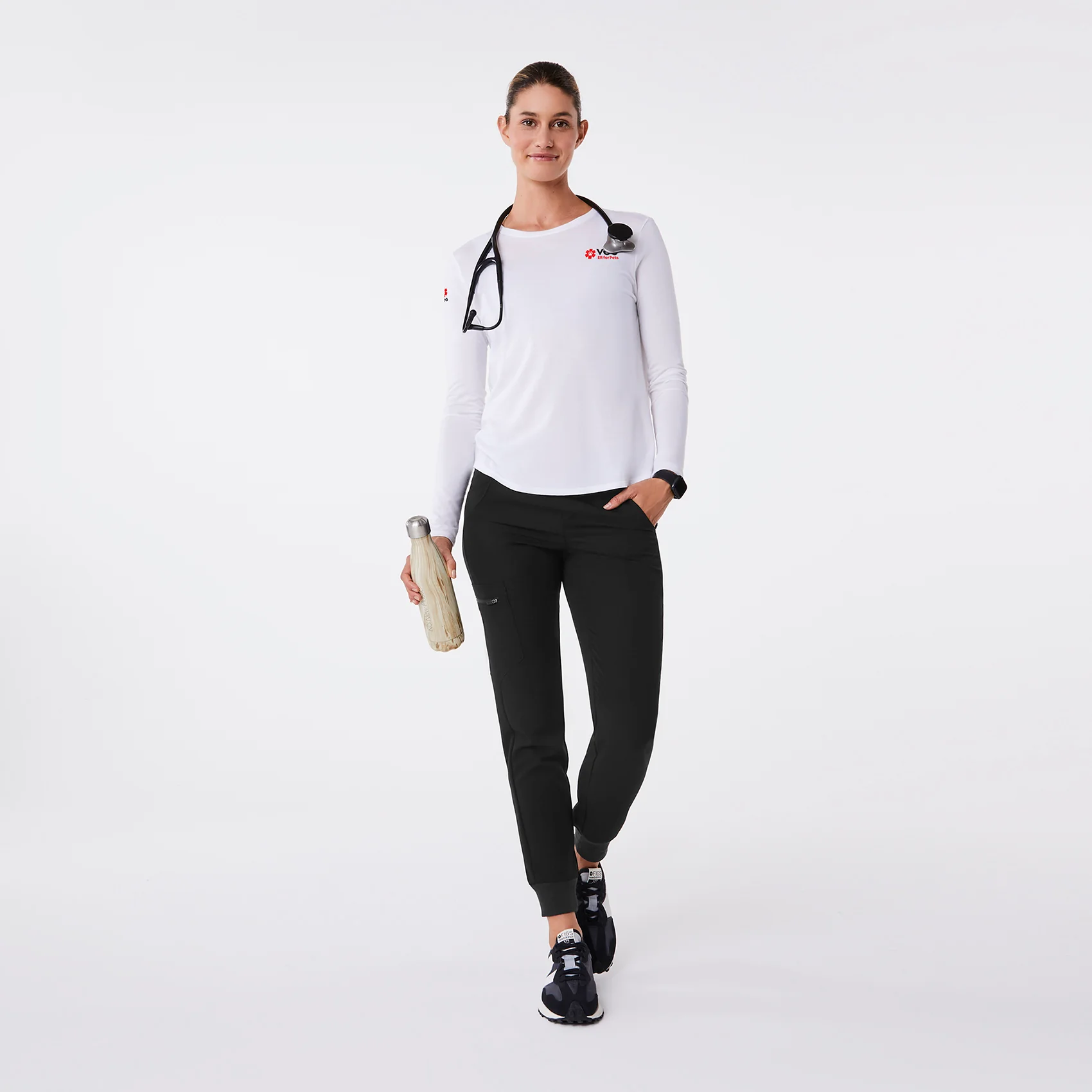 women's White VEG Supersoft - Longsleeve Underscrub - Image 2