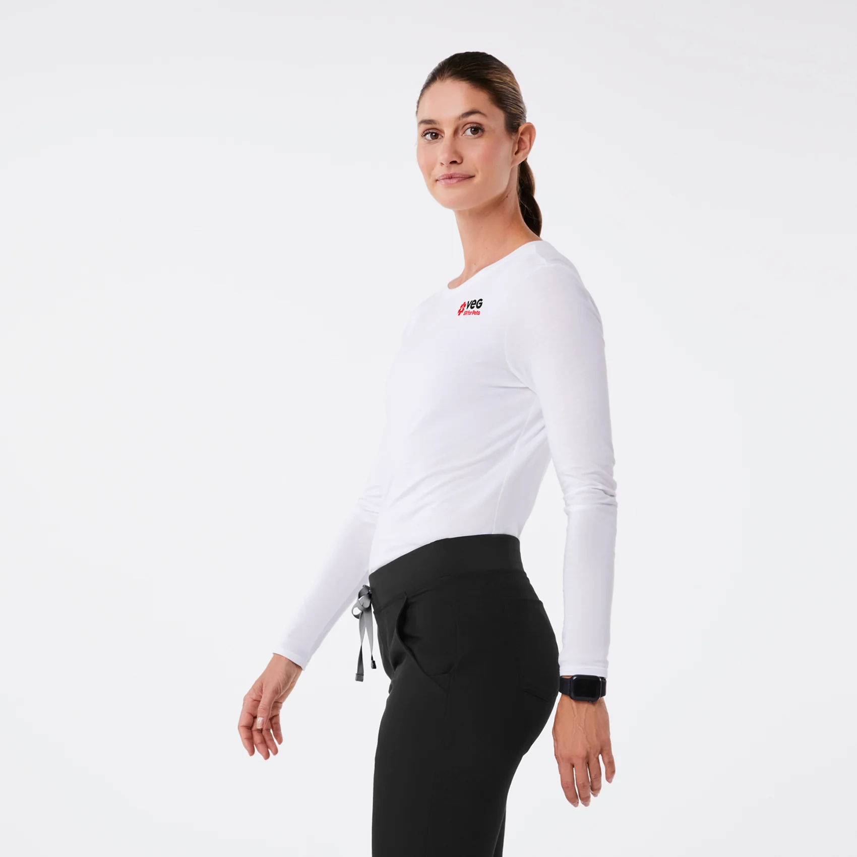 women's White VEG Supersoft - Longsleeve Underscrub - Image 3