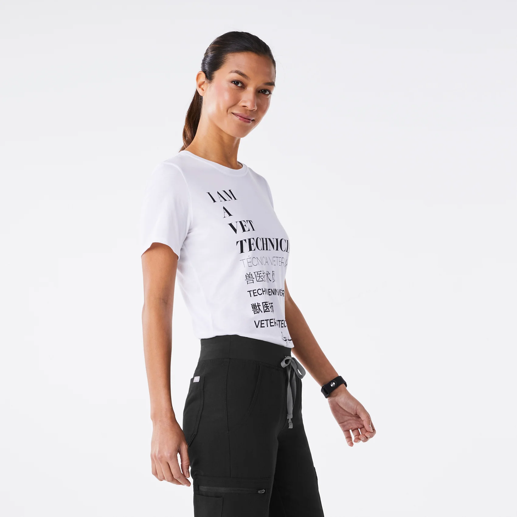 women's White Vet Technician Supersoft - Shortsleeve Underscrub - Image 3