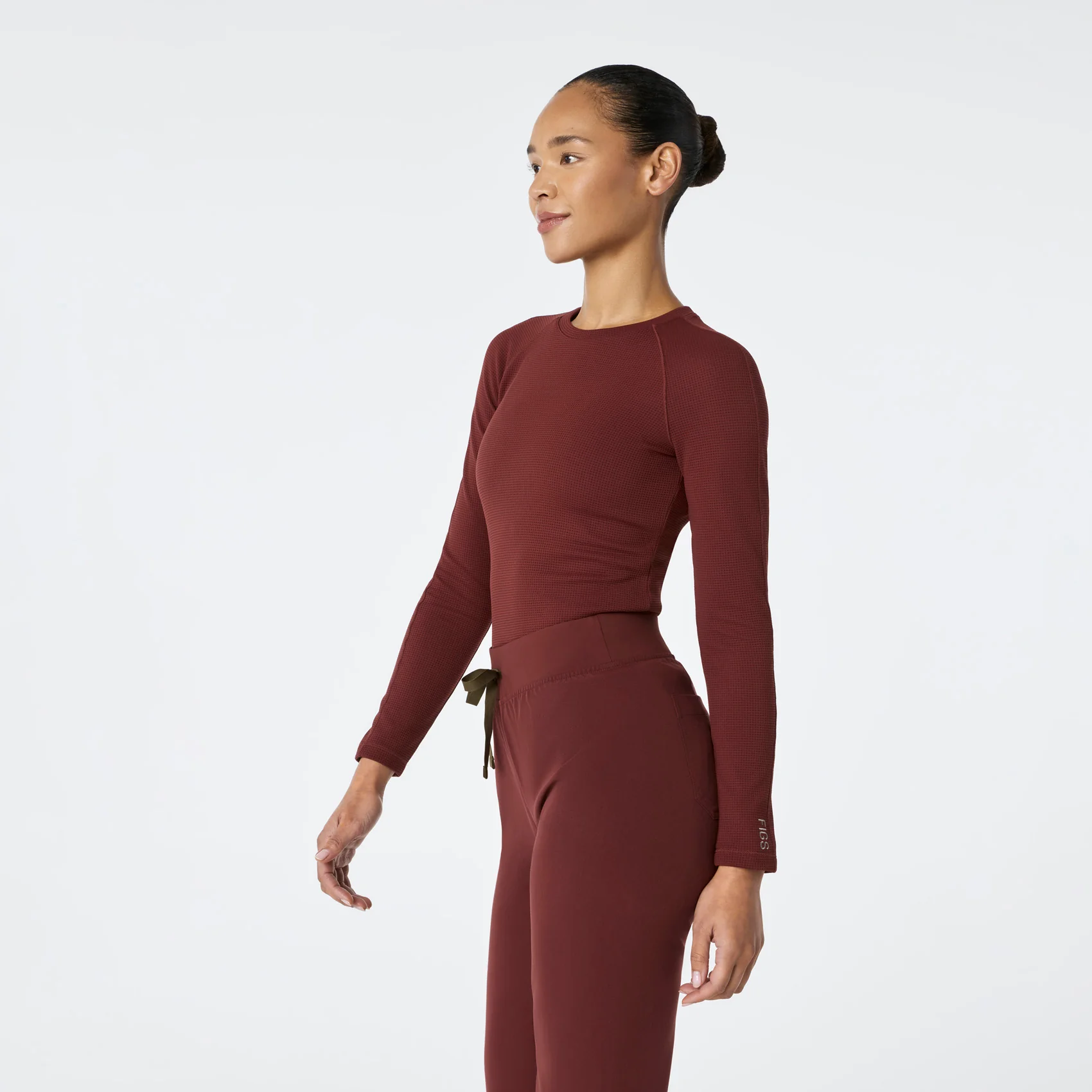 women's Walnut Waffle - Longsleeve Underscrub - Image 3