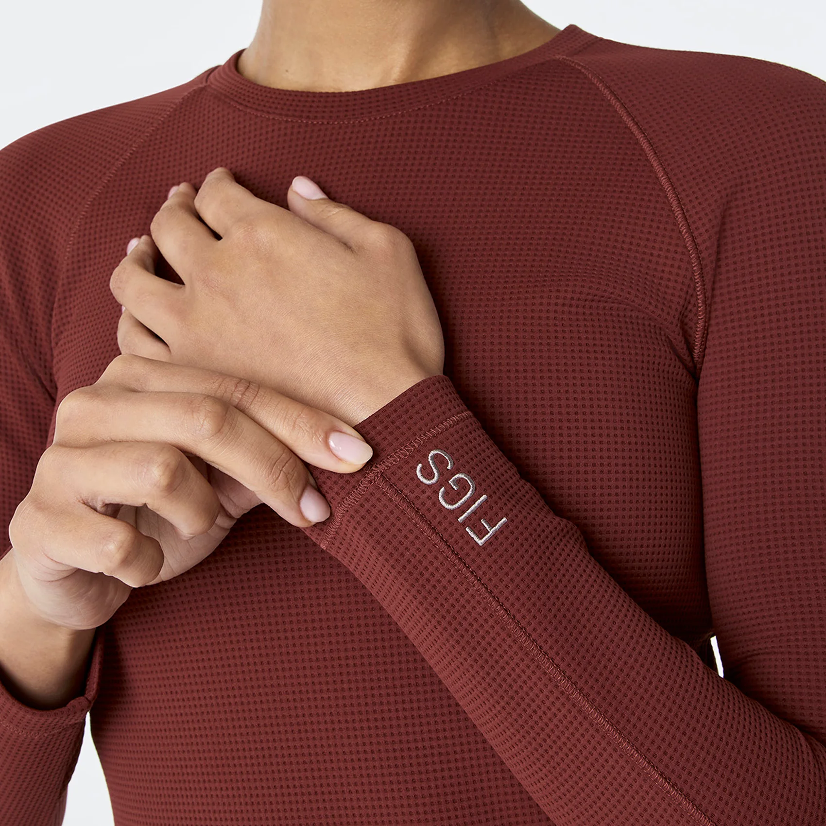 women's Walnut Waffle - Longsleeve Underscrub - Image 6