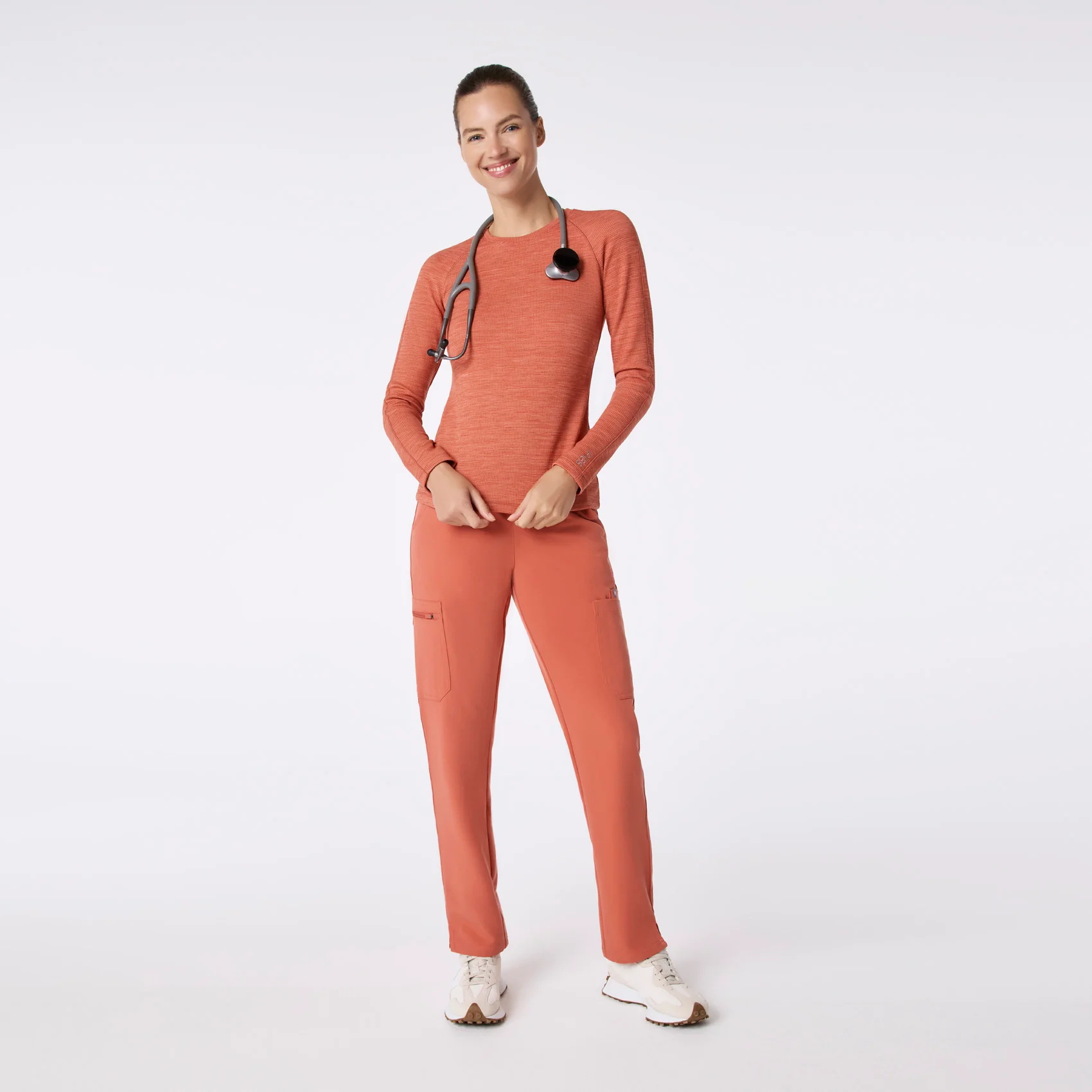 women's Spiced Cider Space Dye Waffle - Longsleeve Underscrub - Image 3