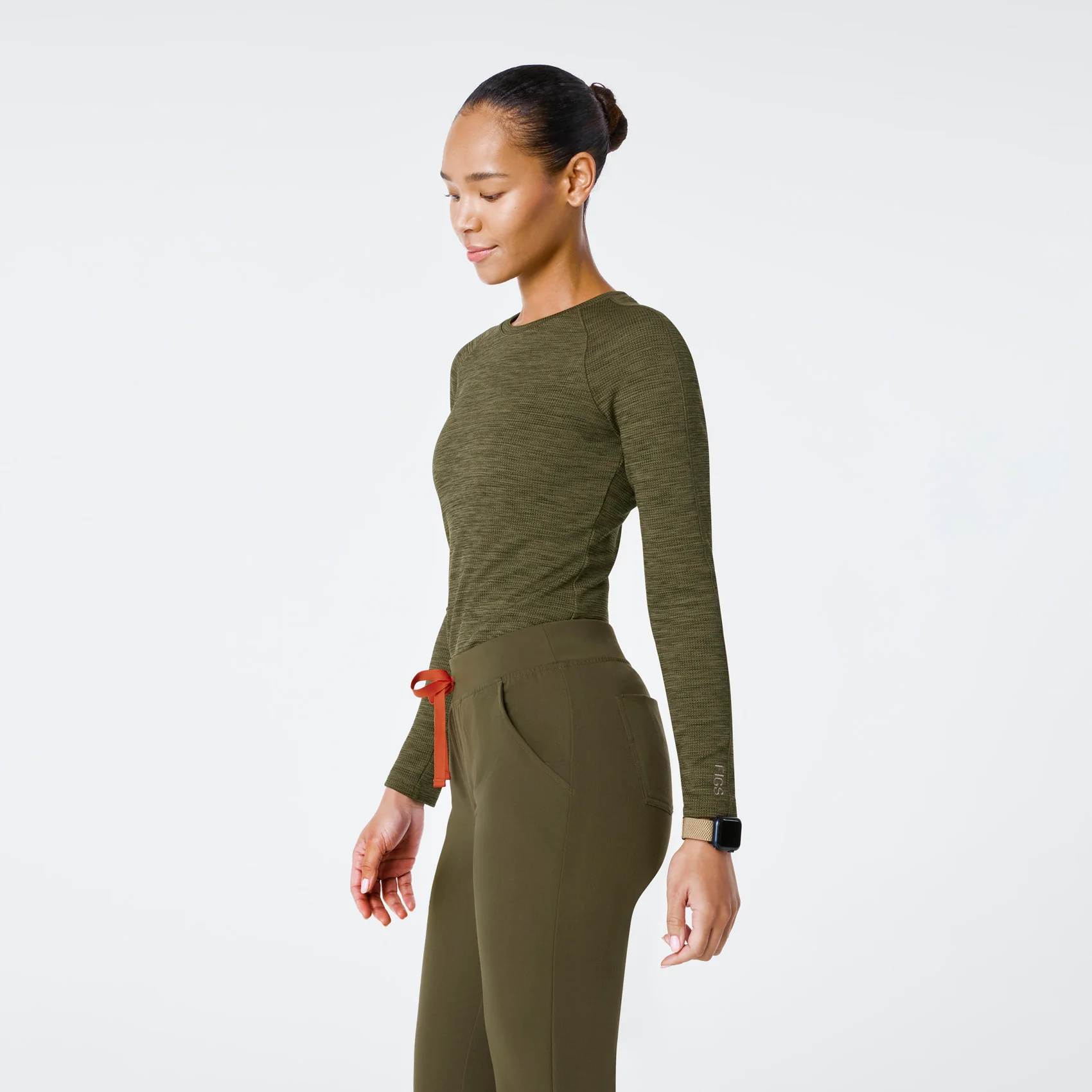 women's Spruce Space Dye Waffle - Longsleeve Underscrub - Image 4