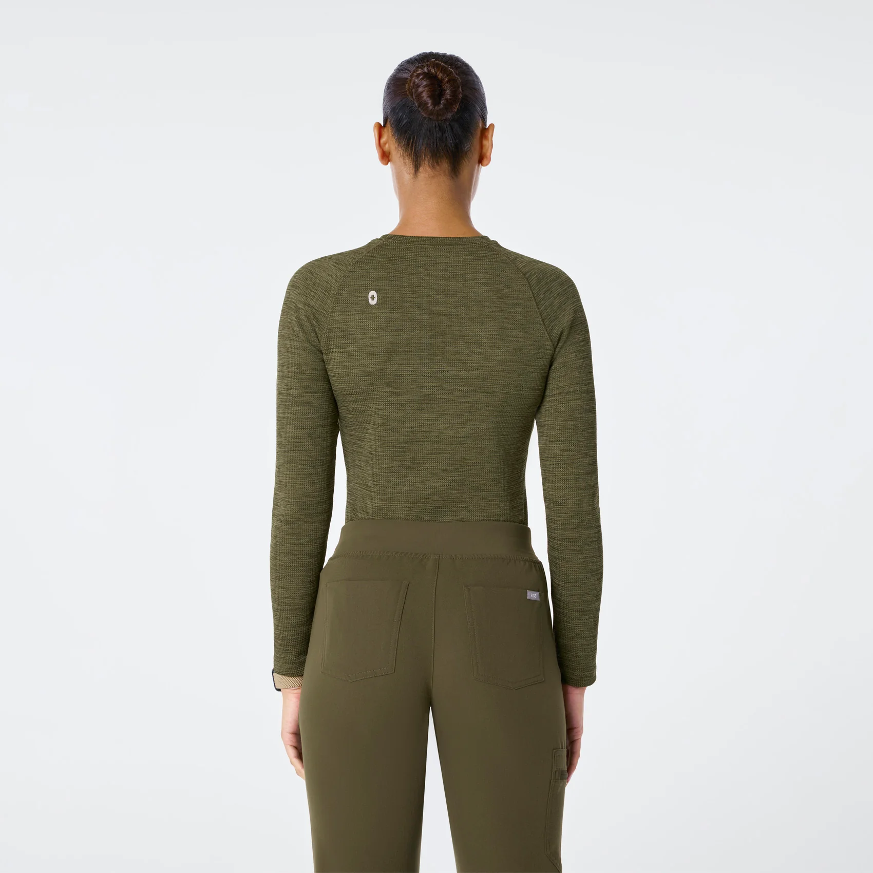 women's Spruce Space Dye Waffle - Longsleeve Underscrub - Image 5