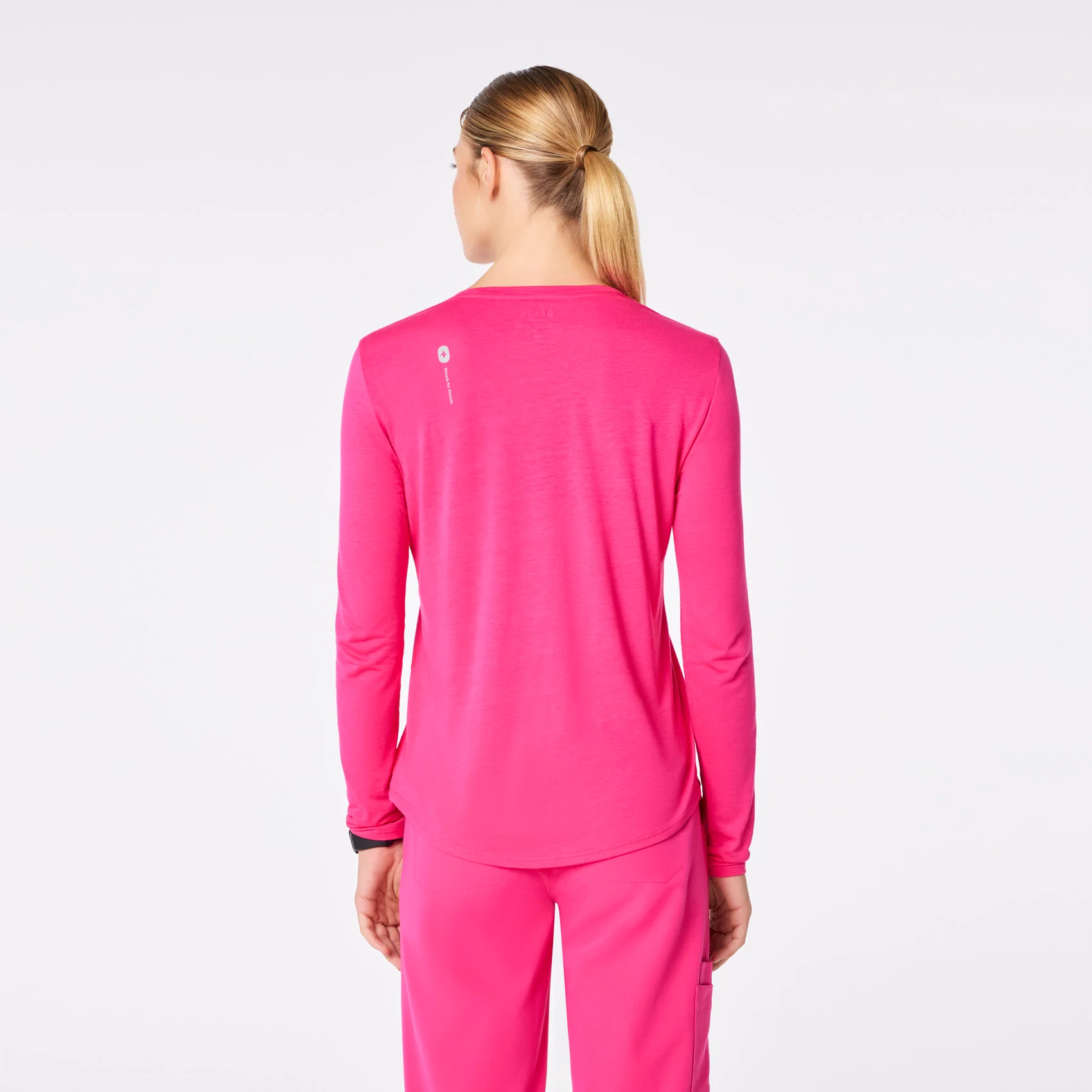 women's Shocking Pink Where Days Are Merry, Bright, and Overcaffeinated Supersoft - Longsleeve Underscrub - Image 5