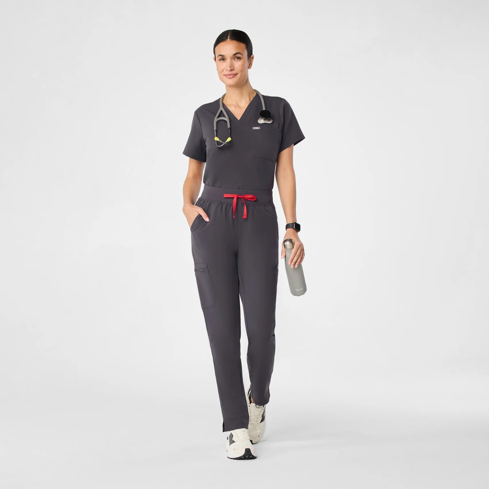 women's Charcoal Yola™ High Waisted - Skinny Scrub Pants - Image 2