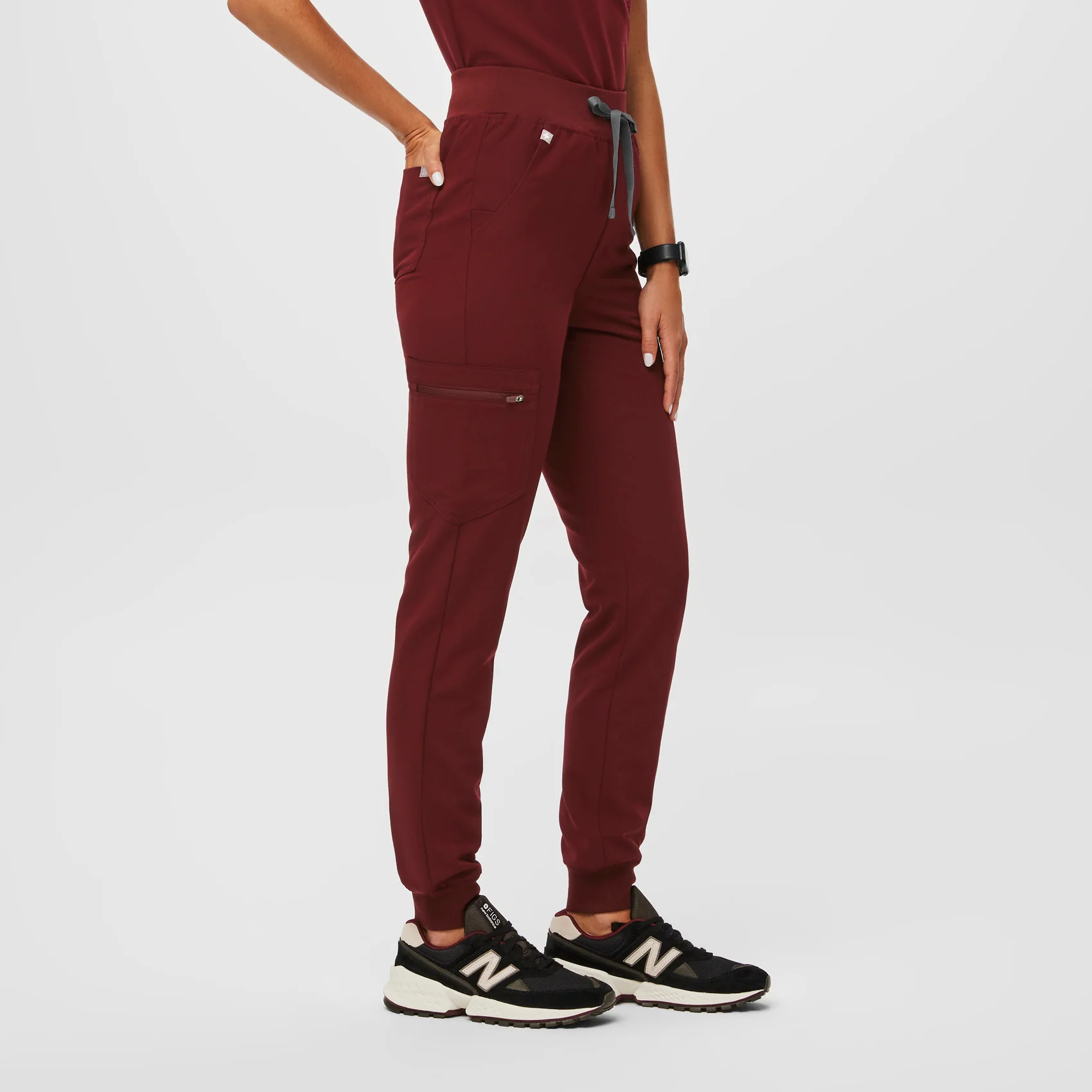 women's Burgundy Zamora™ High Waisted - Jogger Scrub Pants - Image 3