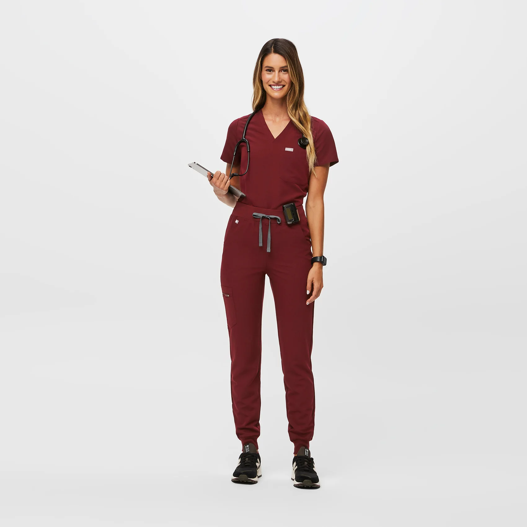 women's Burgundy Zamora™ High Waisted - Tall Jogger Scrub Pants - Image 2