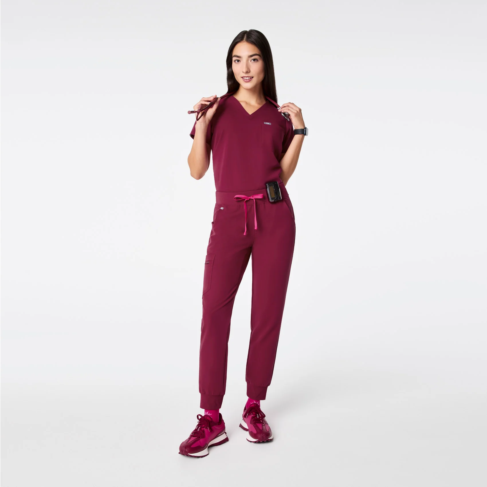 women's Deep Cranberry Zamora - Petite Jogger Scrub Pant™ - Image 2