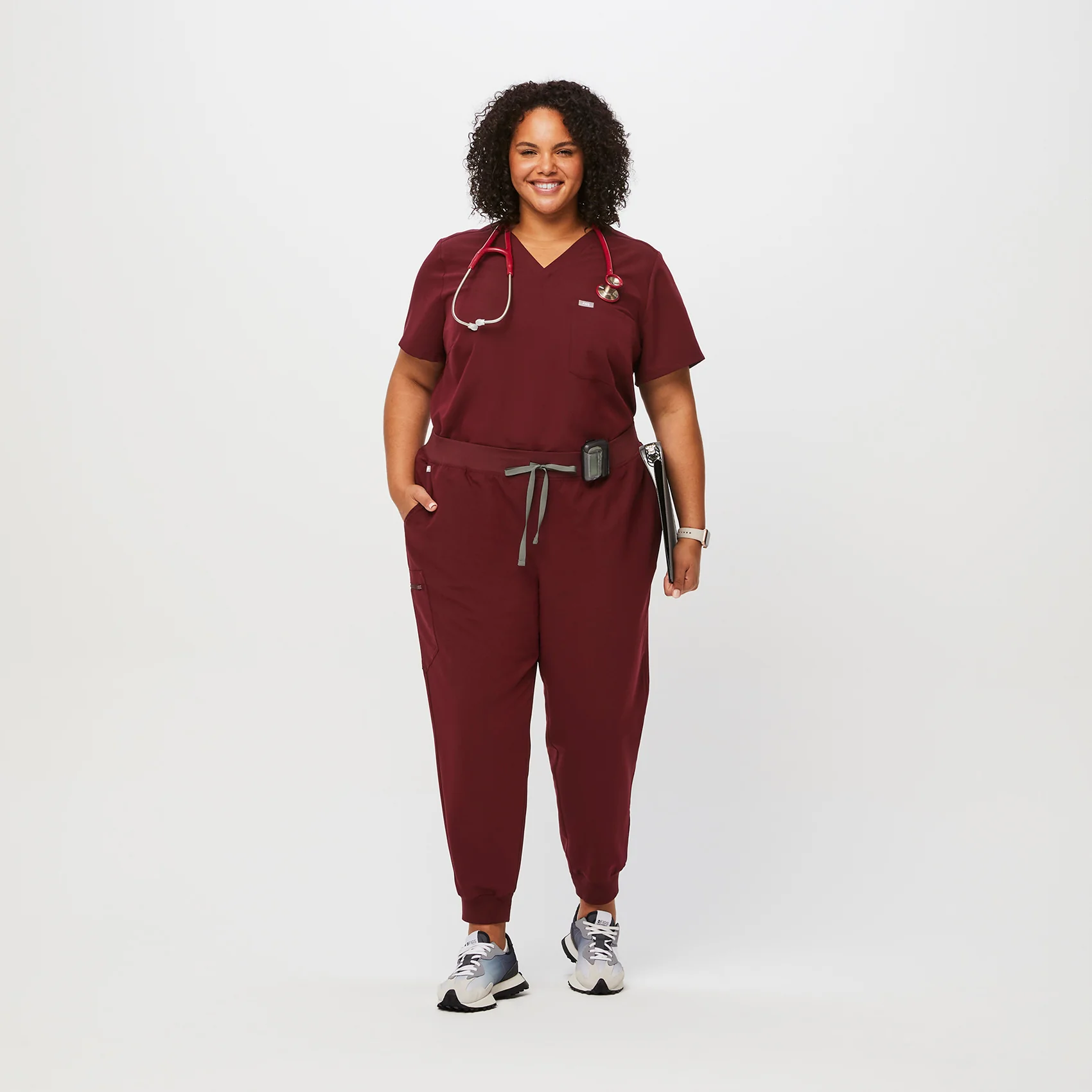 women's Burgundy Zamora™ - Jogger Scrub Pants (3XL - 6XL) - Image 2