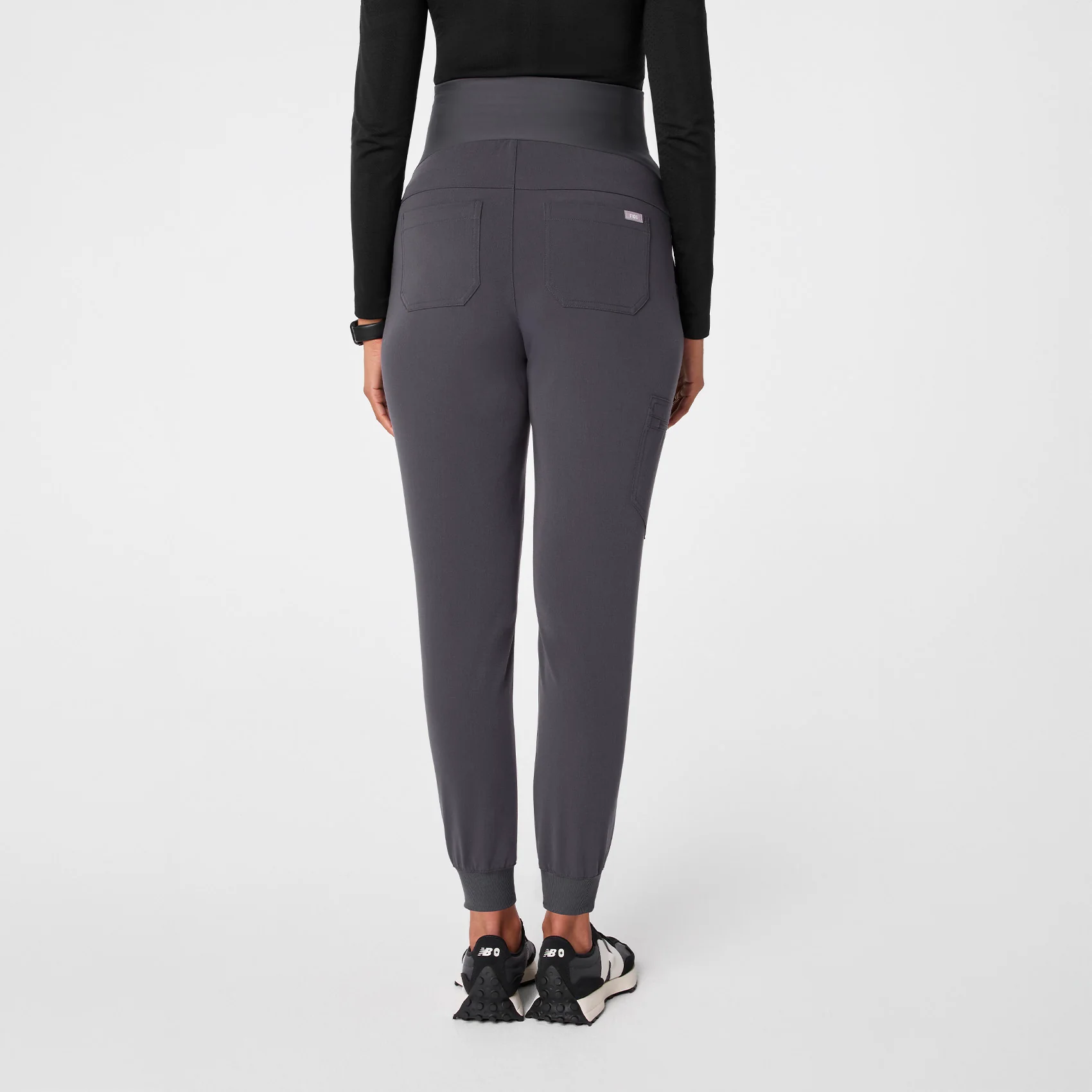 women's Charcoal Zamora - Petite Maternity Scrub Pants - Image 4
